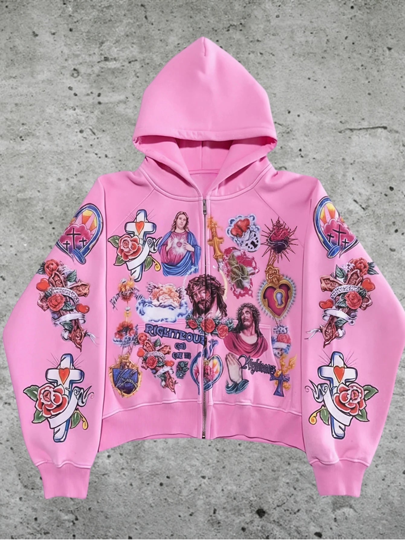 Jesus Pattern Zip Up Hoodie Unisex Streetwear Jacket