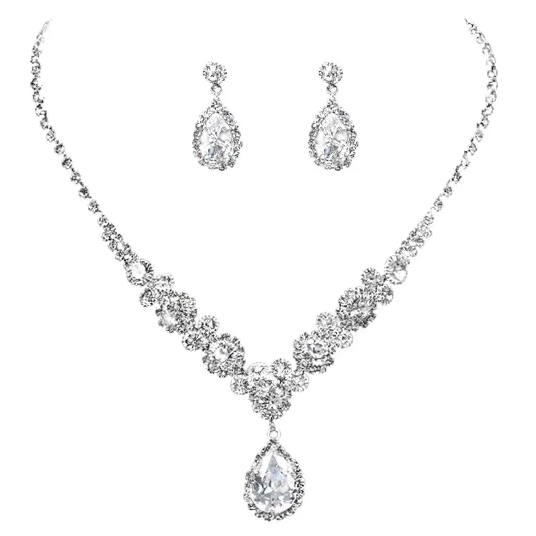 Imitation Moissanite Zircon Jewelry Set Necklace and Earrings for Women