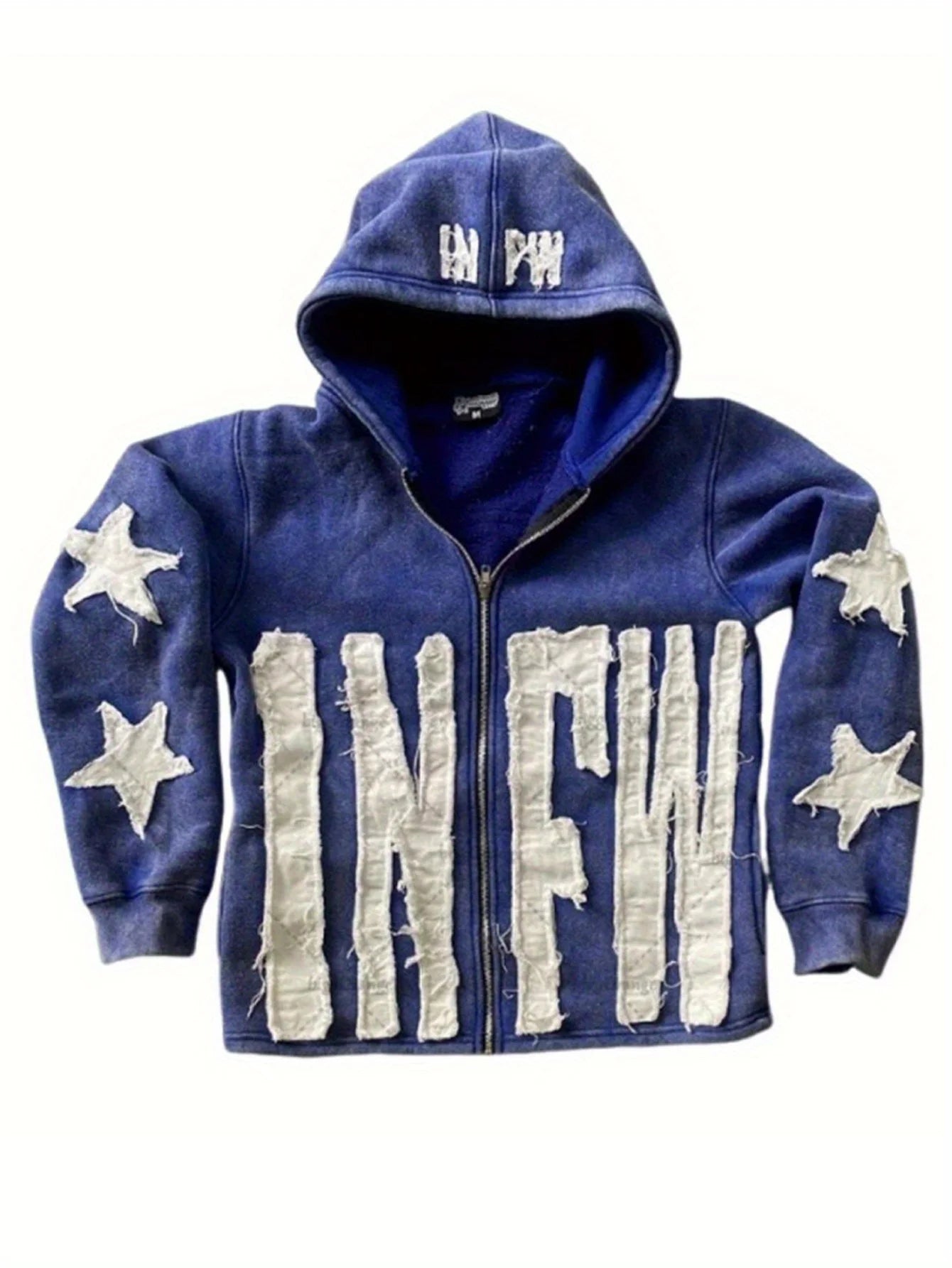 CN Fujian Unisex Gothic Hoodie With Letter Print Oversized Zip Sweatshirt