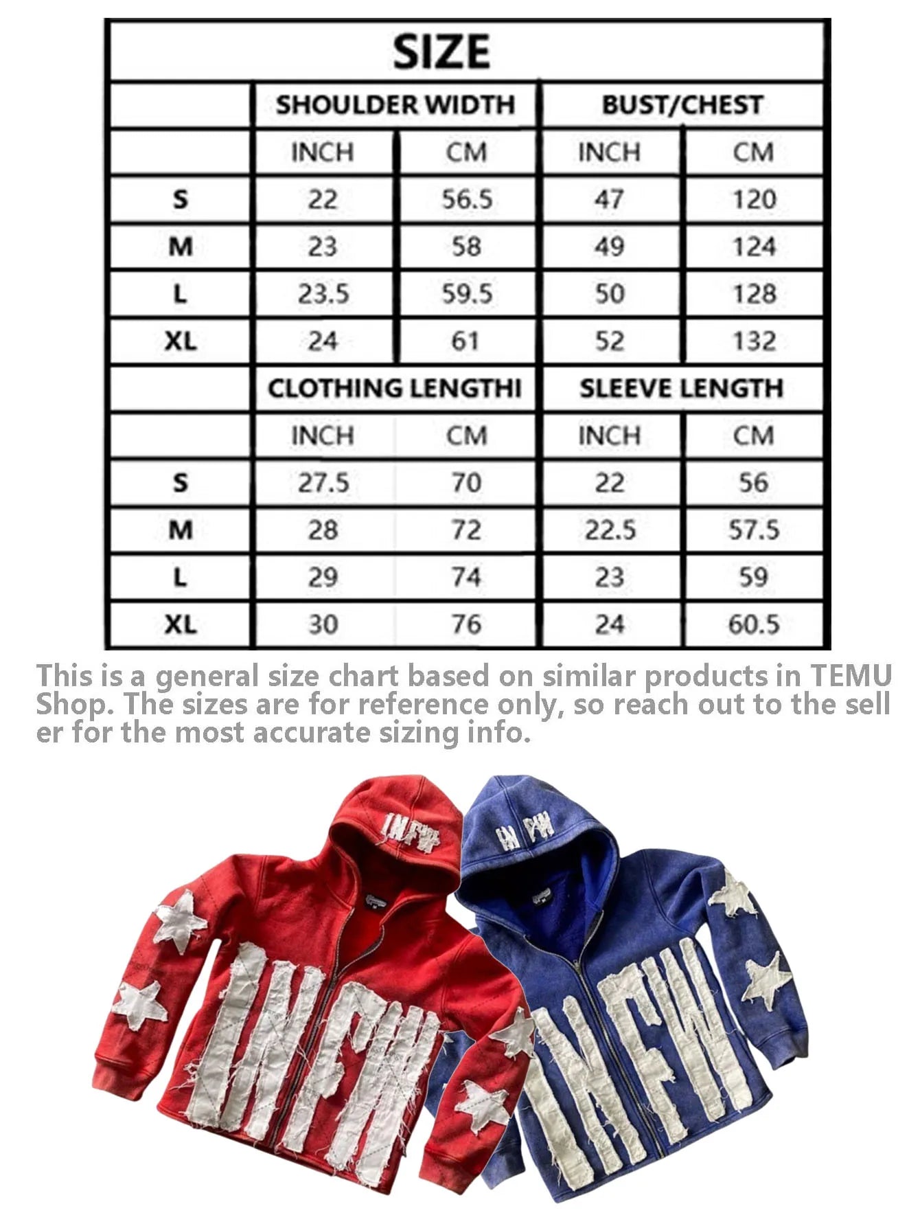 CN Fujian Unisex Gothic Hoodie With Letter Print Oversized Zip Sweatshirt