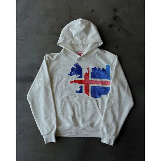 Personalized Print Sweatshirt Long Sleeve Pullover Hoodie Retro Streetwear