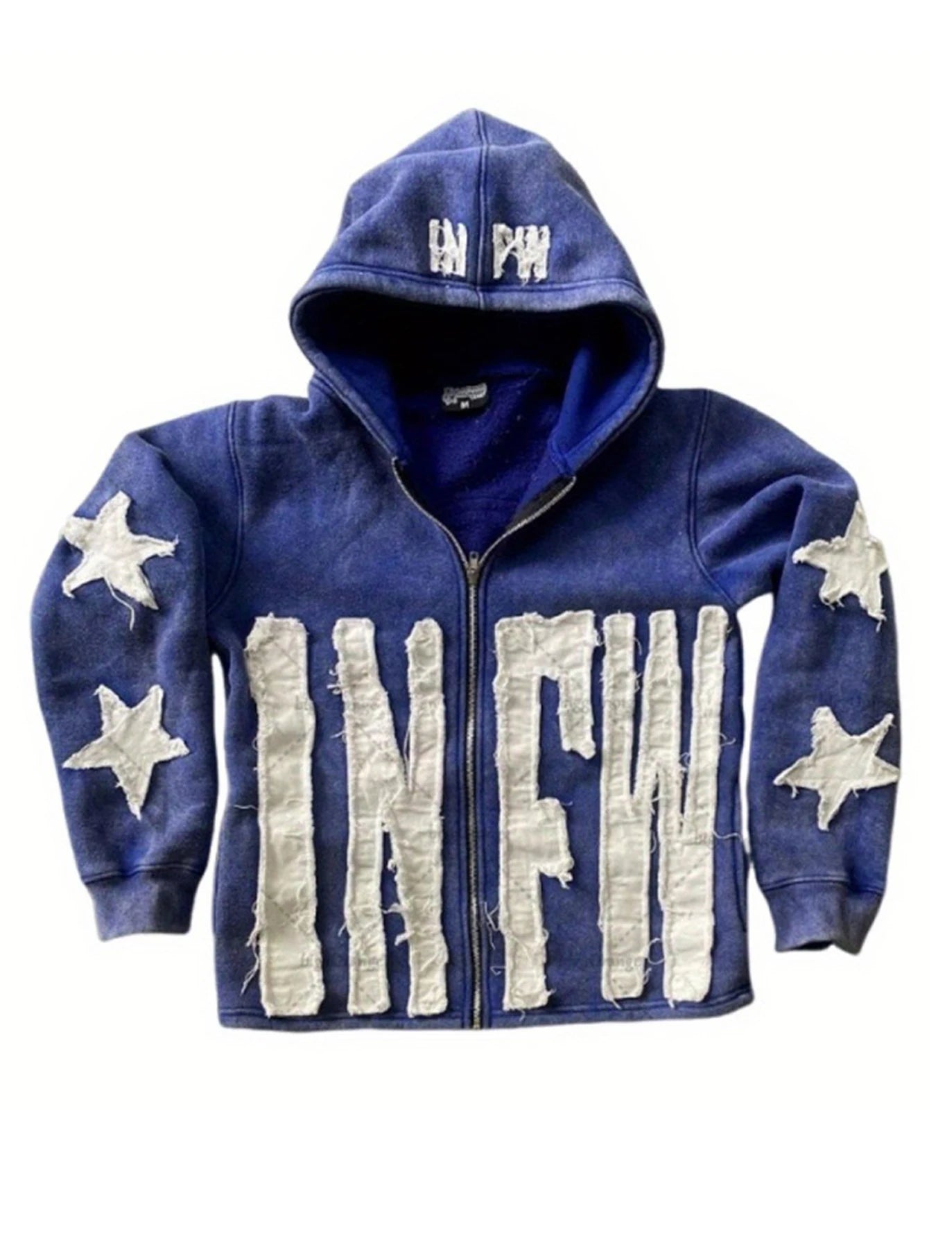 CN Fujian Unisex Gothic Hoodie With Letter Print Oversized Zip Sweatshirt