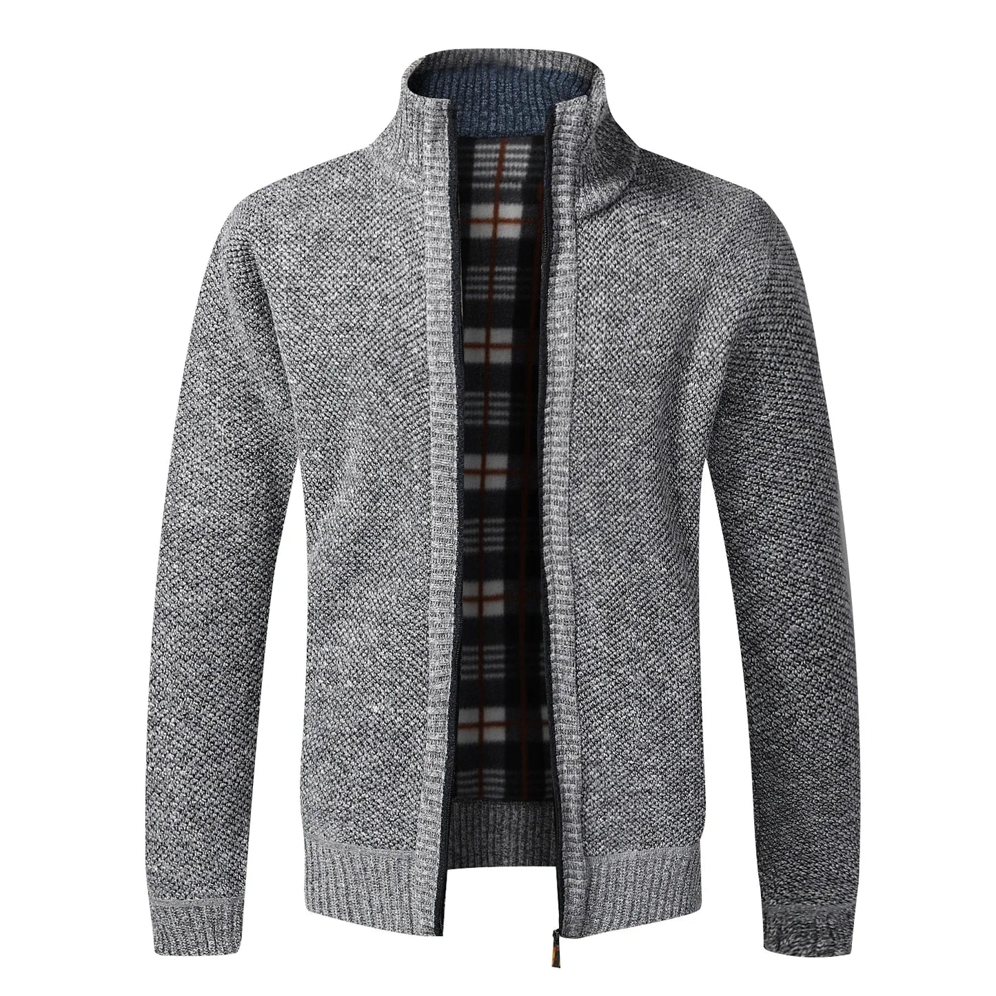 Autumn Winter Men Cardigan Fleece Full Zip Sweater Slim Fit