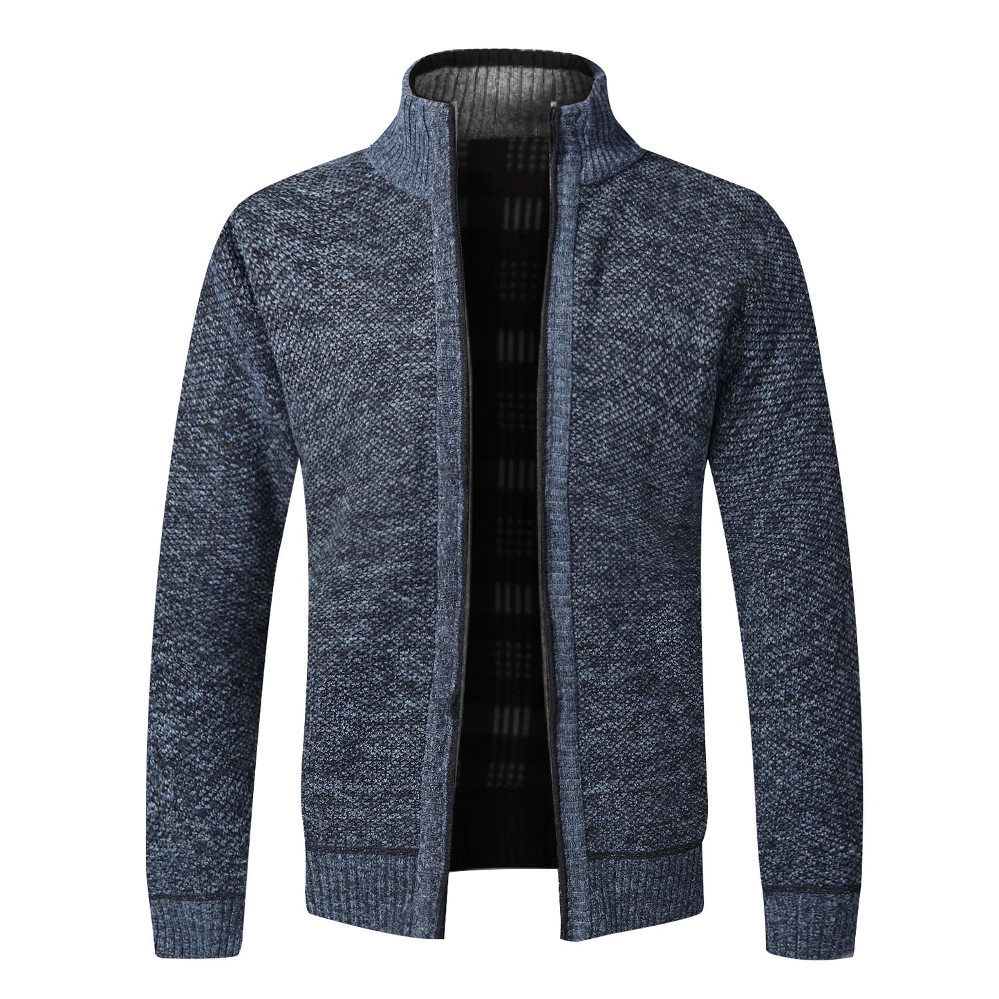 Autumn Winter Men Cardigan Fleece Full Zip Sweater Slim Fit