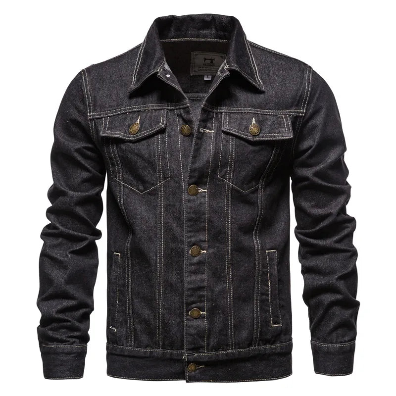 MISNIKICN Men's Denim Jeans Jacket Autumn Casual Workwear Outerwear