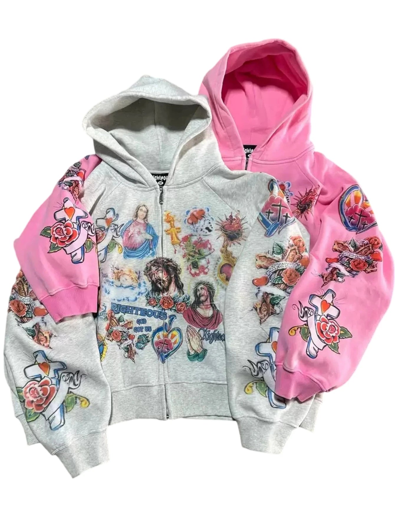 Jesus Pattern Zip Up Hoodie Polyester For Men Women Style