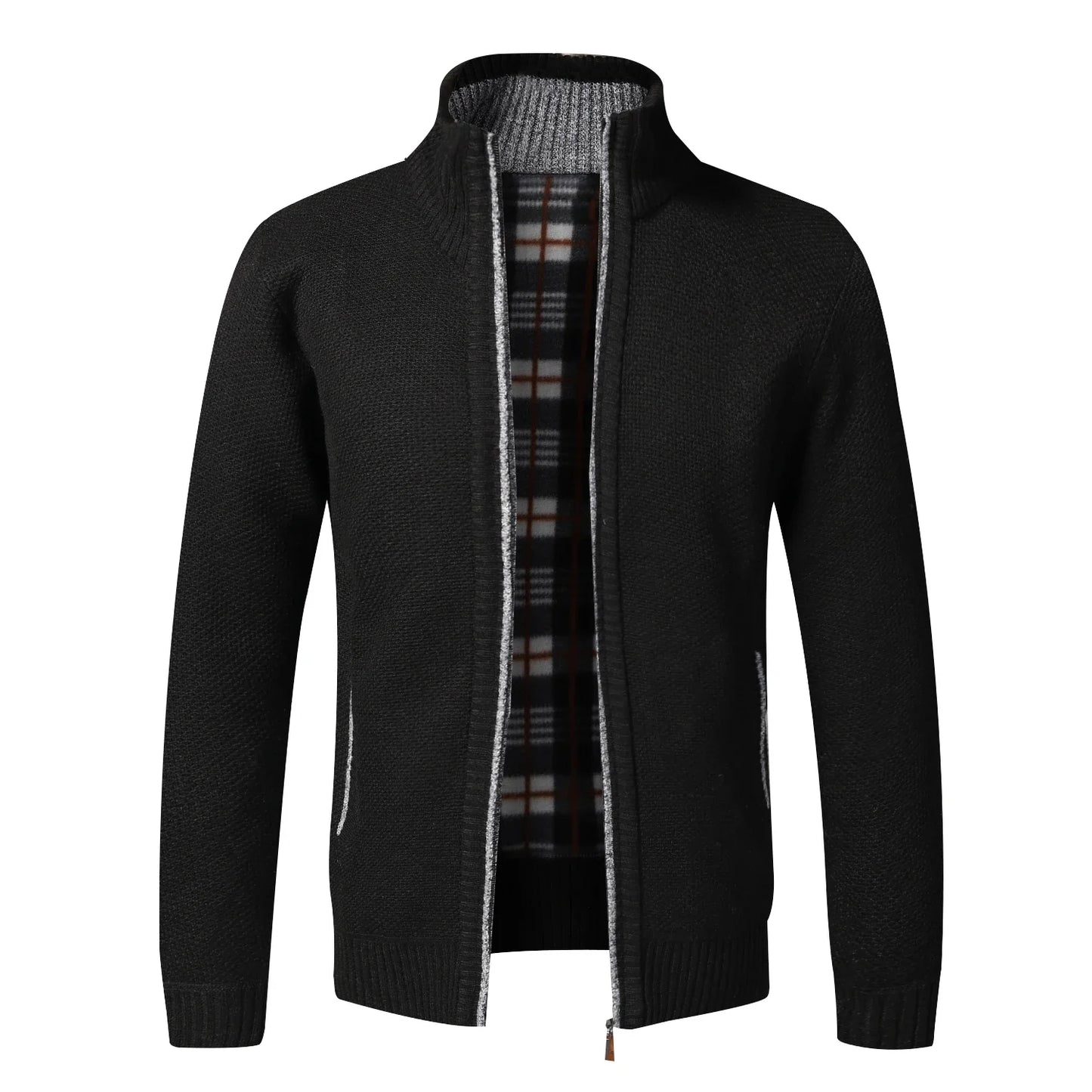 Autumn Winter Men Cardigan Fleece Full Zip Sweater Slim Fit