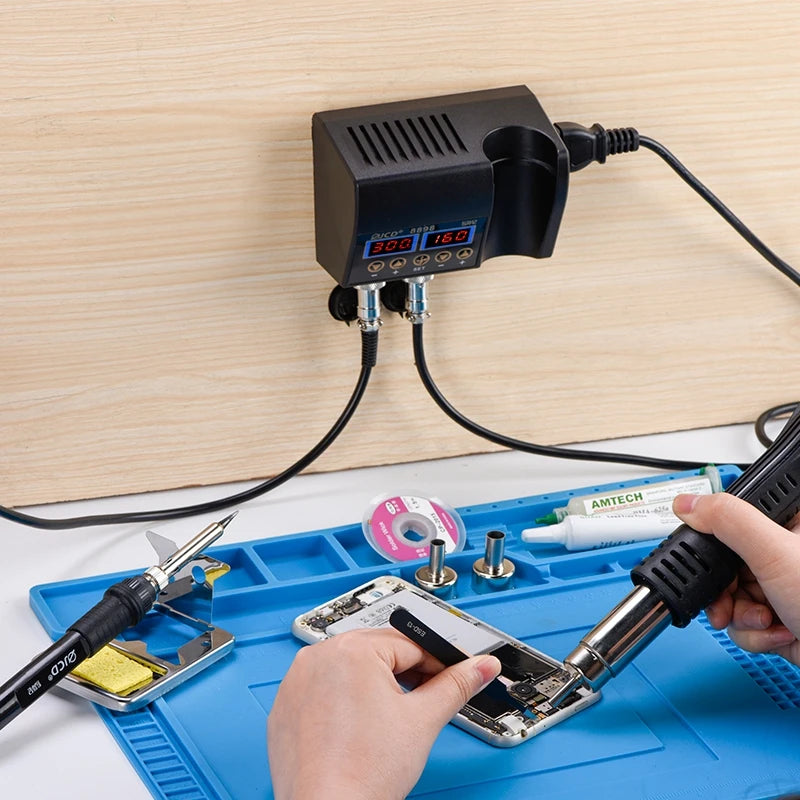 JCD 8898 750W Soldering Station LCD Display Hot Air Gun Kit
