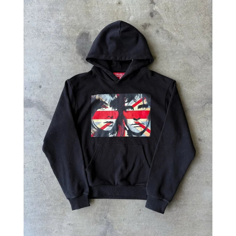 Personalized Print Sweatshirt Long Sleeve Pullover Hoodie Retro Streetwear