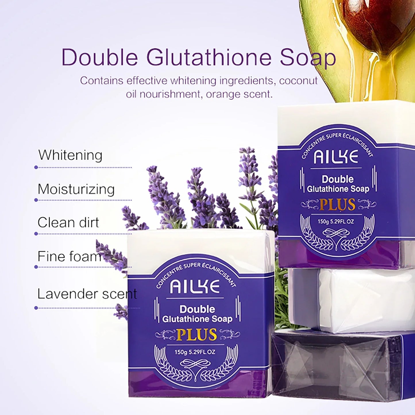AILKE Double Glutathione Whitening Soap Bar For Face And Body