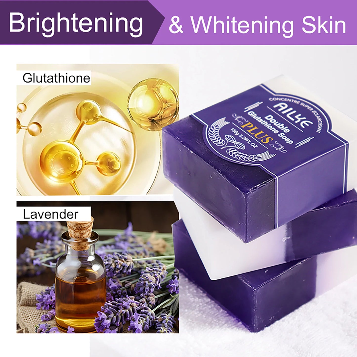 AILKE Double Glutathione Whitening Soap Bar For Face And Body