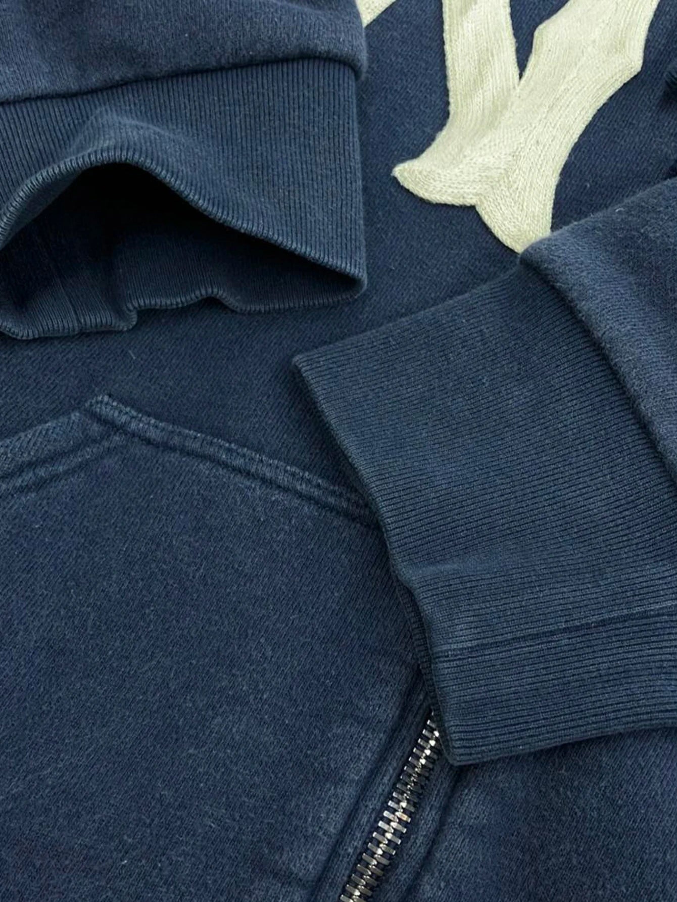 Men Letter Embroidery Hoodie Gothic Graphic Zip Up