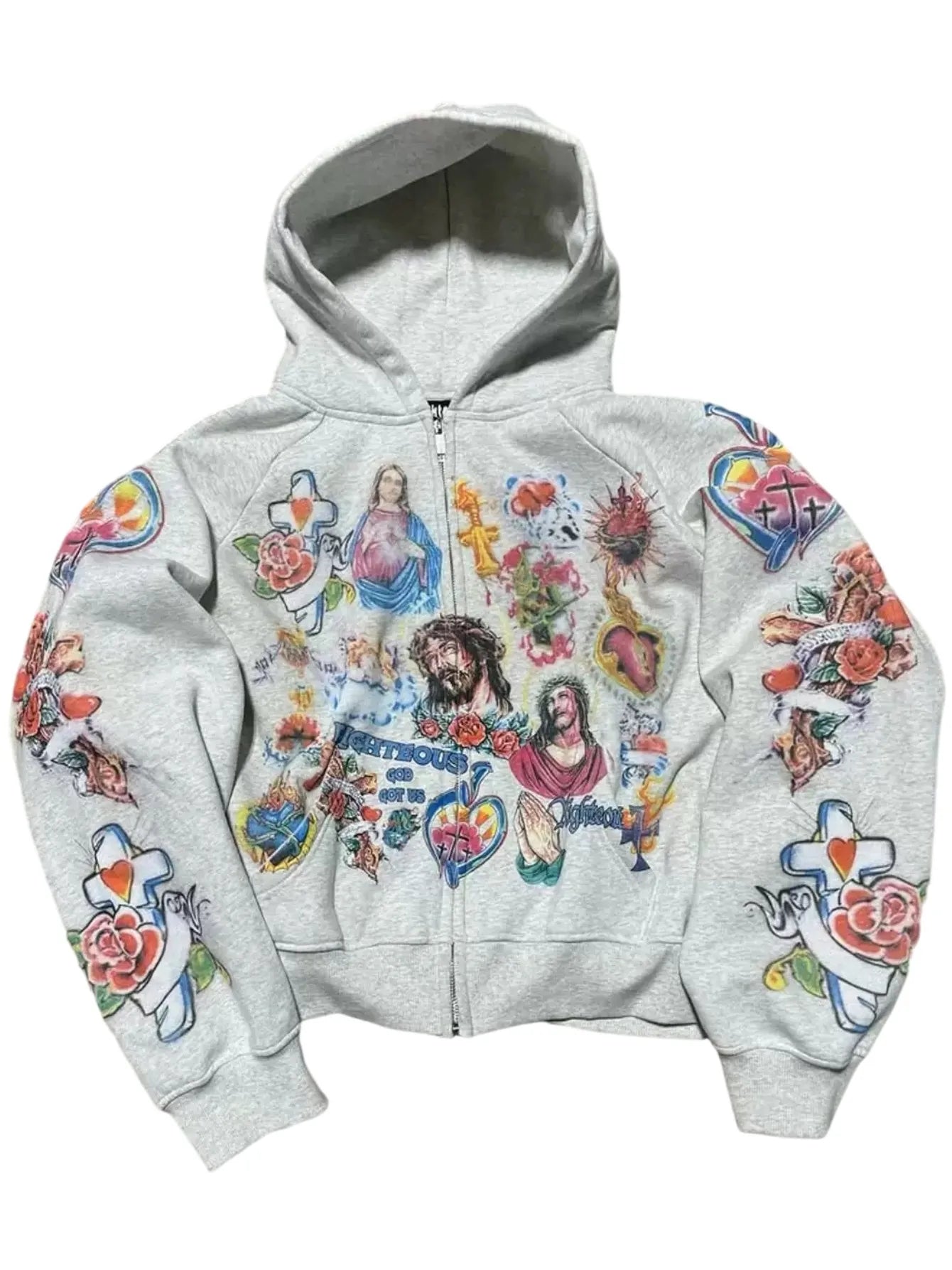 Jesus Pattern Zip Up Hoodie Polyester For Men Women Style