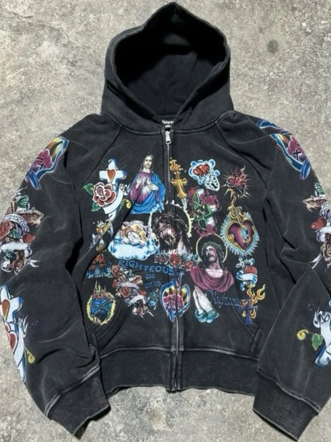 Jesus Pattern Zip Up Hoodie Polyester For Men Women Style