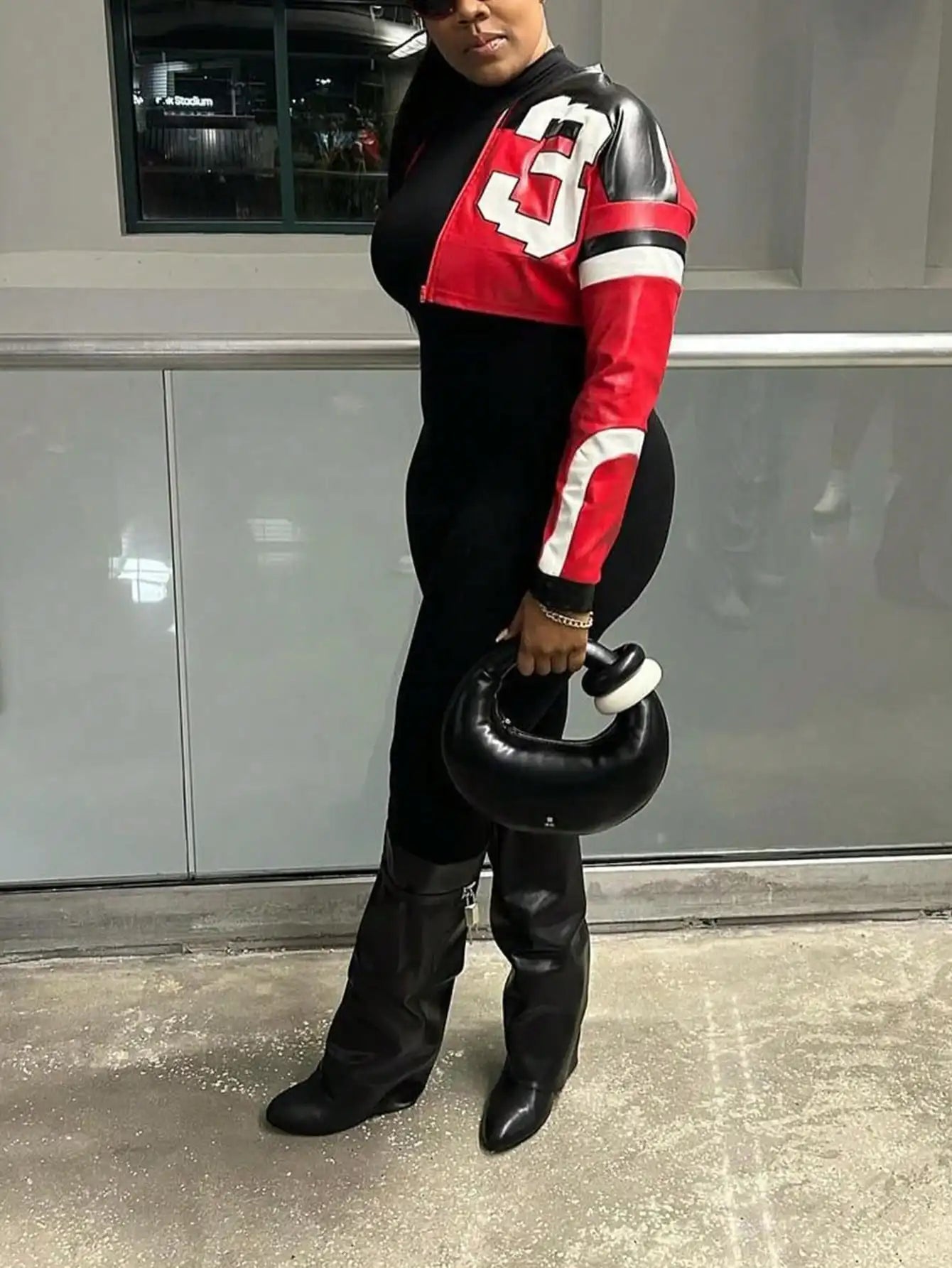 Clubwea Women's Faux Leather Motorcycle Style Jacket Zipper